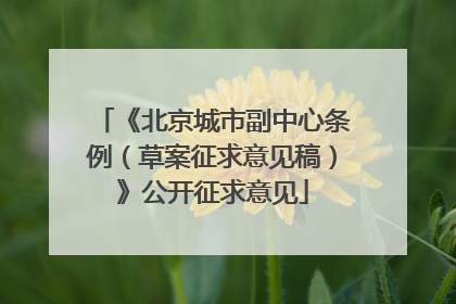 《北京城市副中心条例（草案征求意见稿）》公开征求意见