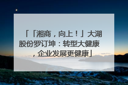 「湘商，向上！」大湖股份罗订坤：转型大健康，企业发展更健康