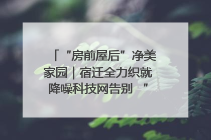 “房前屋后”净美家园｜宿迁全力织就降噪科技网告别 “声” 烦恼