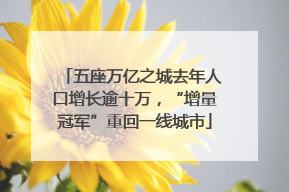 五座万亿之城去年人口增长逾十万，“增量冠军”重回一线城市