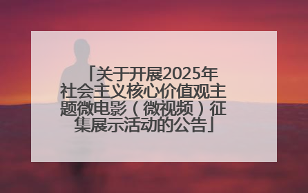关于开展2025年社会主义核心价值观主题微电影（微视频）征集展示活动的公告