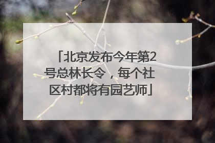 北京发布今年第2号总林长令，每个社区村都将有园艺师