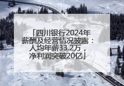 四川银行2024年薪酬及经营情况披露：人均年薪33.2万，净利润突破20亿