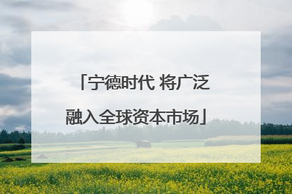 宁德时代 将广泛融入全球资本市场