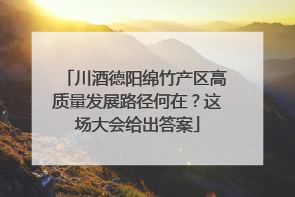 川酒德阳绵竹产区高质量发展路径何在？这场大会给出答案