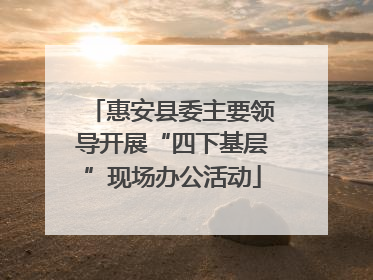 惠安县委主要领导开展“四下基层”现场办公活动