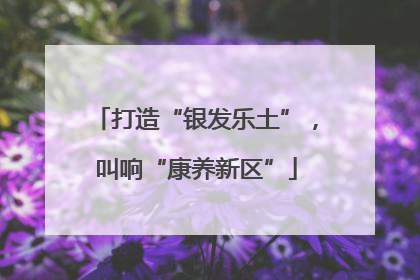 打造“银发乐土”，叫响“康养新区”