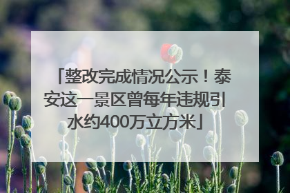 整改完成情况公示！泰安这一景区曾每年违规引水约400万立方米