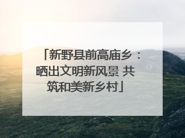新野县前高庙乡：晒出文明新风景 共筑和美新乡村
