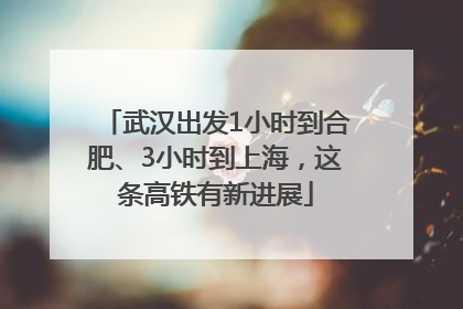 武汉出发1小时到合肥、3小时到上海，这条高铁有新进展