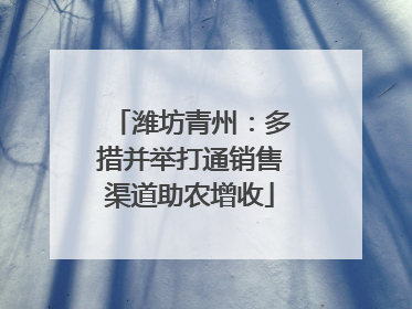 潍坊青州：多措并举打通销售渠道助农增收