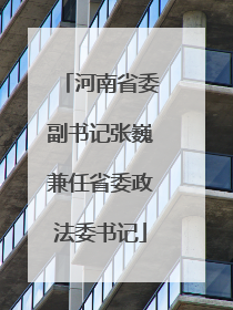 河南省委副书记张巍兼任省委政法委书记