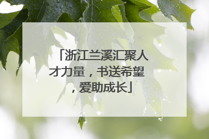浙江兰溪汇聚人才力量，书送希望，爱助成长