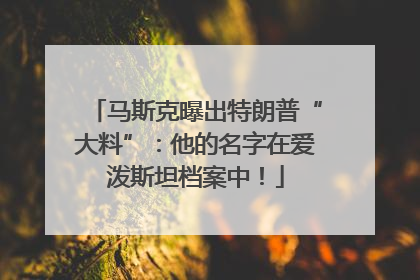 马斯克曝出特朗普“大料”：他的名字在爱泼斯坦档案中！