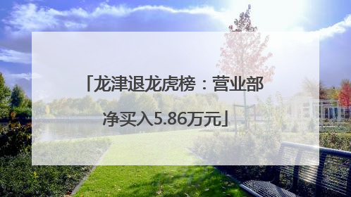 龙津退龙虎榜：营业部净买入5.86万元
