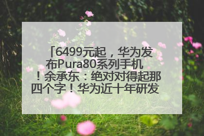 6499元起，华为发布Pura80系列手机！余承东：绝对对得起那四个字！华为近十年研发投入12490亿元